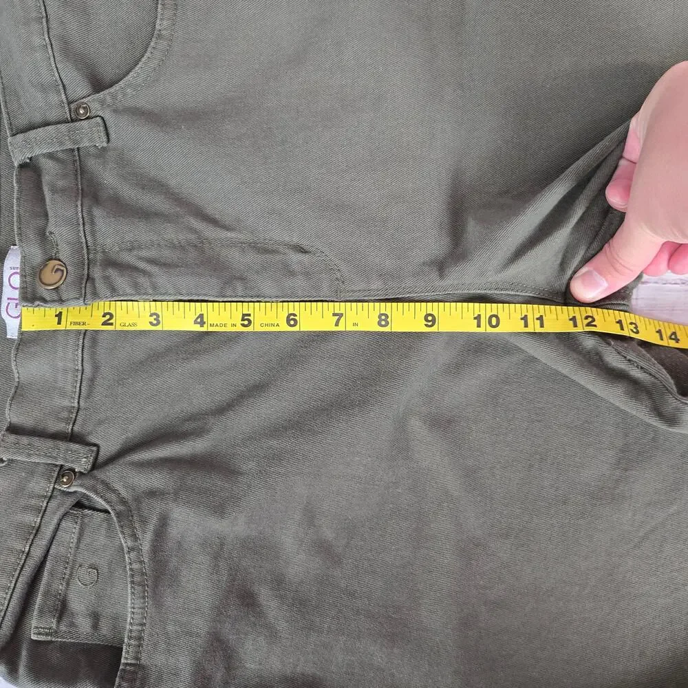 GLO Womens Military Green Mandy Jeans 12 Neutral Earthy Minimalist Basic Casual